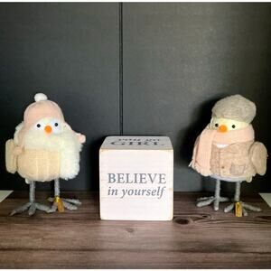 Believe in Yourself Decor Cube + Knit Birds | Feminine Empowerment Gift Set